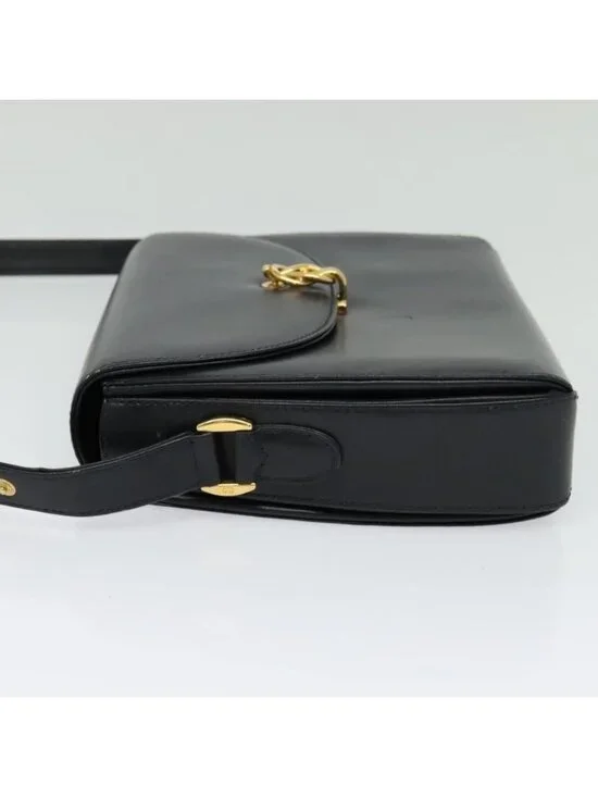 Authentic GUCCI Shoulder Bag Leather Navy Gold - Picture 10 of 16